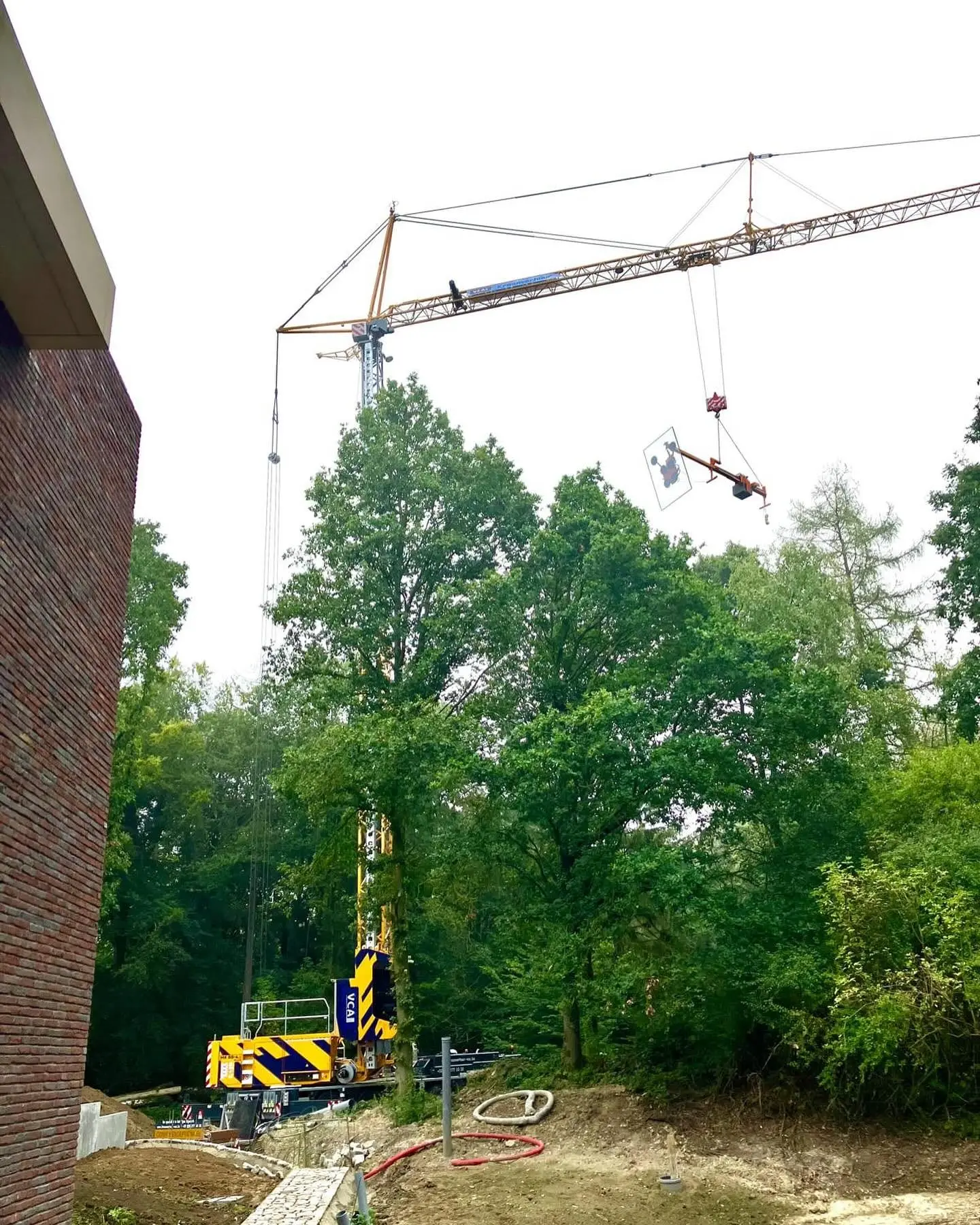 Mobiele torenkraan in Zwegevem