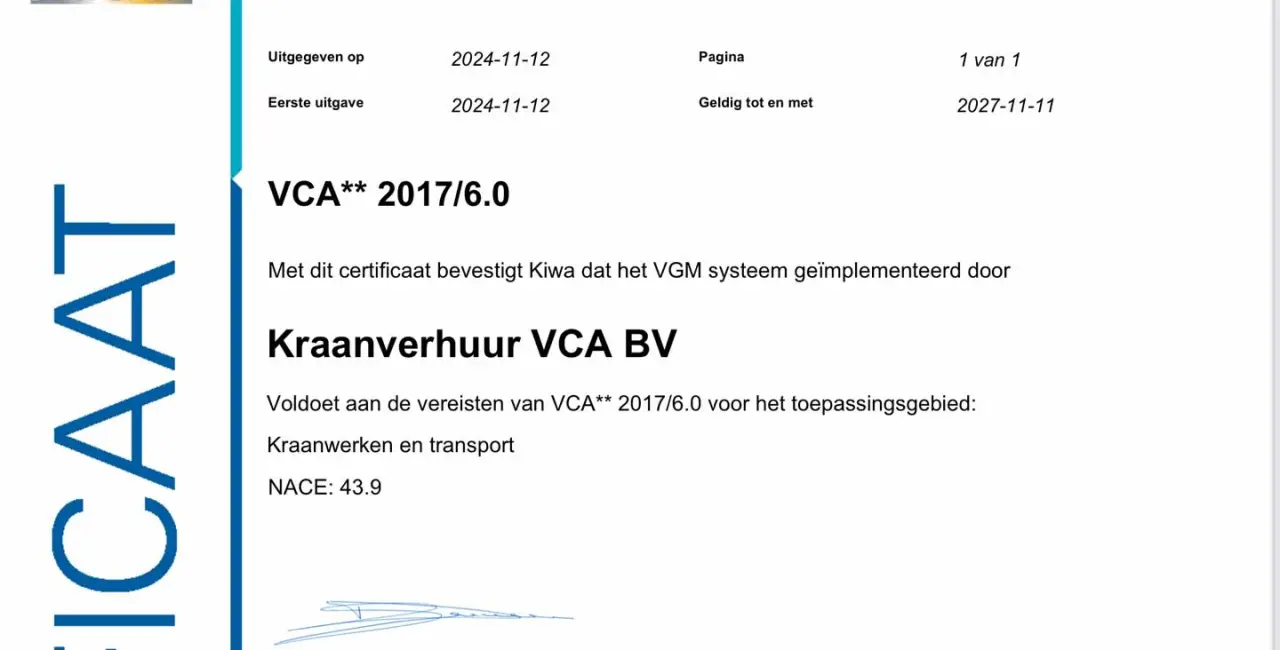 VCA** Certificatie