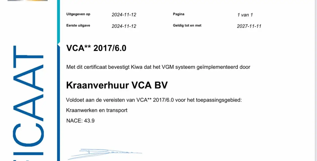 VCA** Certificatie